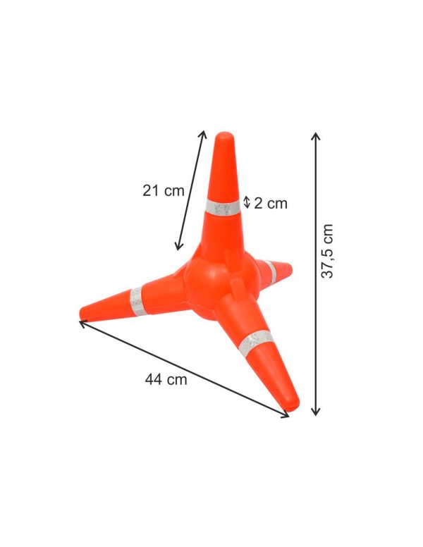 Tetrápodo señalización de 37,5 cm Naranja con bandas Reflectantes