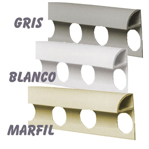 Guardacantos pack 100 tiras x 2,60 m. PVC canto redondo color a elegir blanco, gris, marfil. - Imagen 2