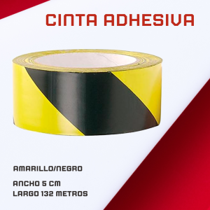 Rollo de cinta adhesiva bicolor amarillo / negro de 5 cm de ancho X 132 m largo especial para marcar y delimitar espacios.