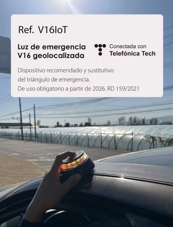 Baliza emergencia V16 conectada con geolocalización DGT 3.0, luz de emergencia homologada, conectada y autorizada por DGT, señal V16 con pilas incluidas, conectividad Telefónica datos hasta 2038,vision 360 grados - Imagen 6