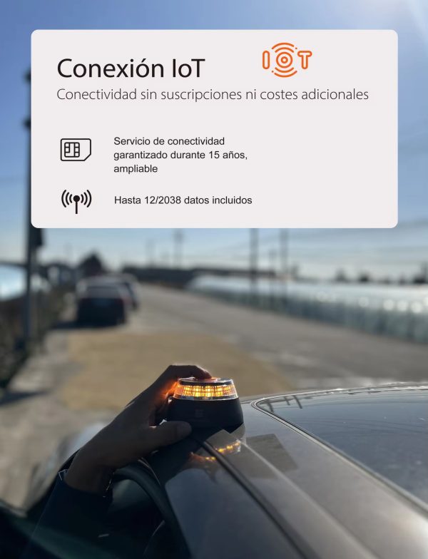 Baliza emergencia V16 conectada con geolocalización DGT 3.0, luz de emergencia homologada, conectada y autorizada por DGT, señal V16 con pilas incluidas, conectividad Telefónica datos hasta 2038,vision 360 grados - Imagen 4